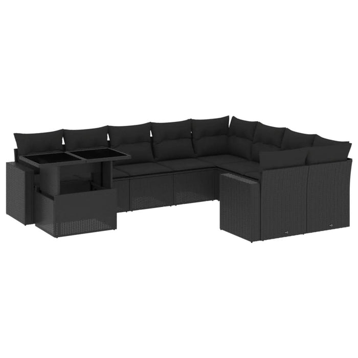 Set canapele de grădină cu perne, 10 piese, negru, poliratan - WALTI WALTI