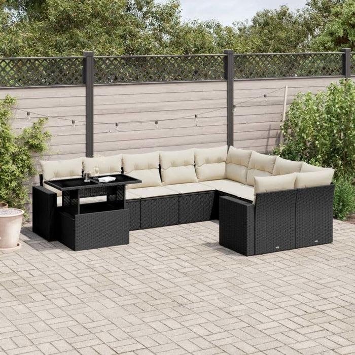 Set canapele de grădină cu perne, 10 piese, negru, poliratan - WALTI WALTI