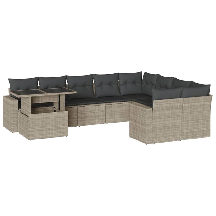 Set canapele de grădină cu perne 10 piese gri deschis poliratan - WALTI WALTI