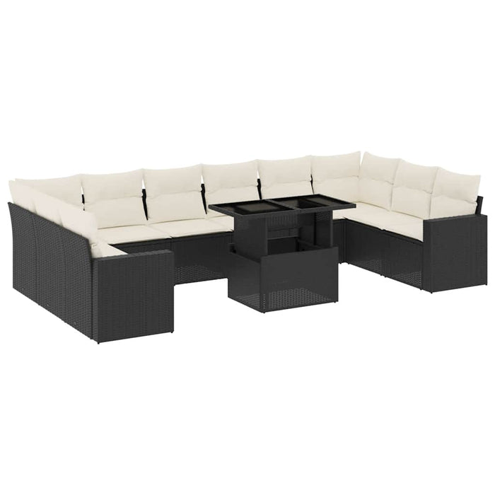 Set canapele de grădină cu perne, 11 piese, negru, poliratan - WALTI WALTI