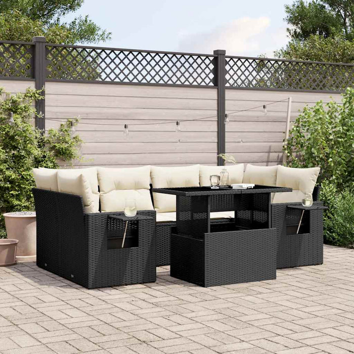 Set canapele de grădină cu perne, 7 piese, negru, poliratan - WALTI WALTI