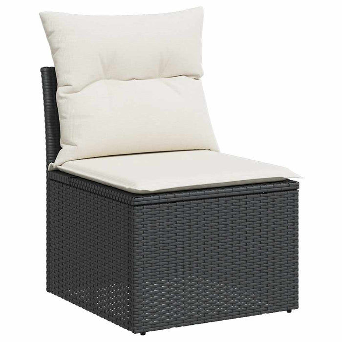 Set mobilier de grădină cu perne, 8 piese, negru, poliratan WALTI