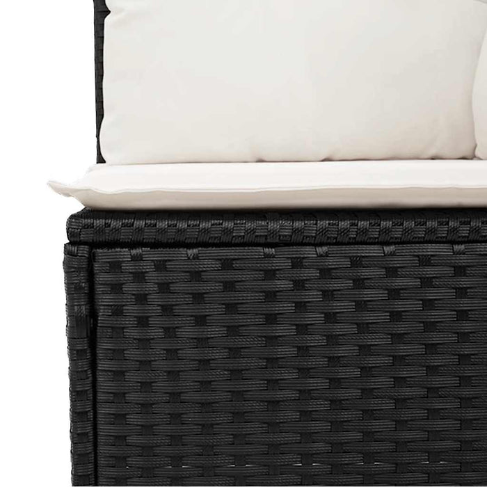 Set mobilier de grădină cu perne, 8 piese, negru, poliratan WALTI