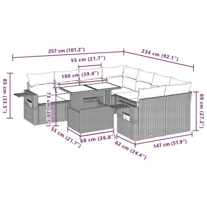 Set mobilier de grădină cu perne, 9 piese, negru, poliratan - WALTI WALTI