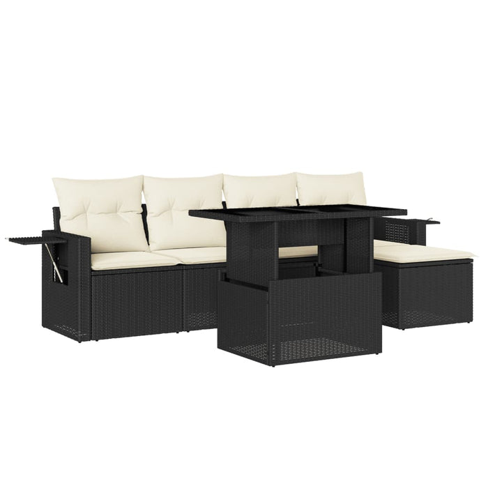 Set mobilier de grădină cu perne, 6 piese, negru, poliratan - WALTI WALTI