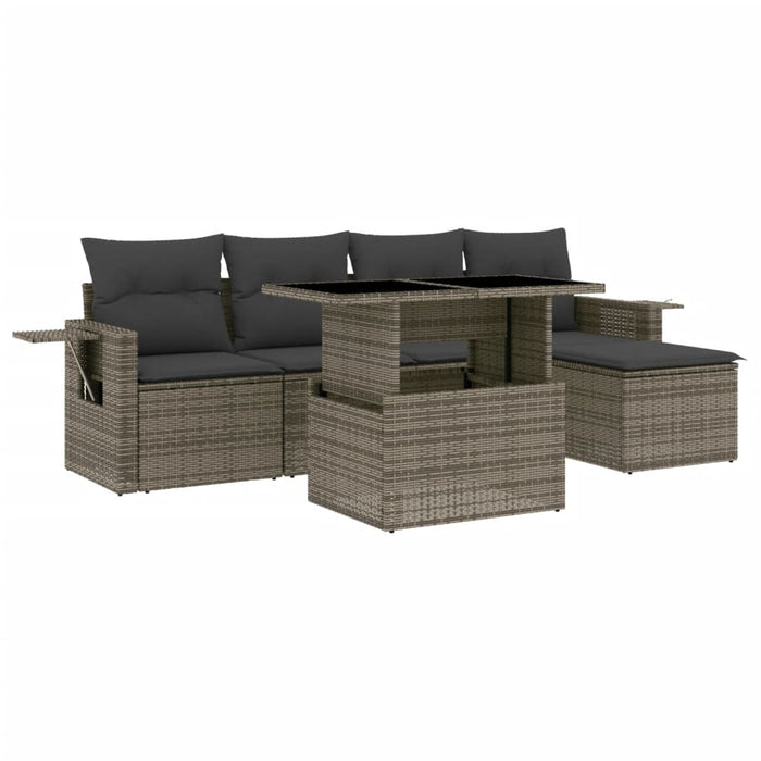 Set mobilier grădină cu perne, 6 piese, gri, poliratan - WALTI WALTI