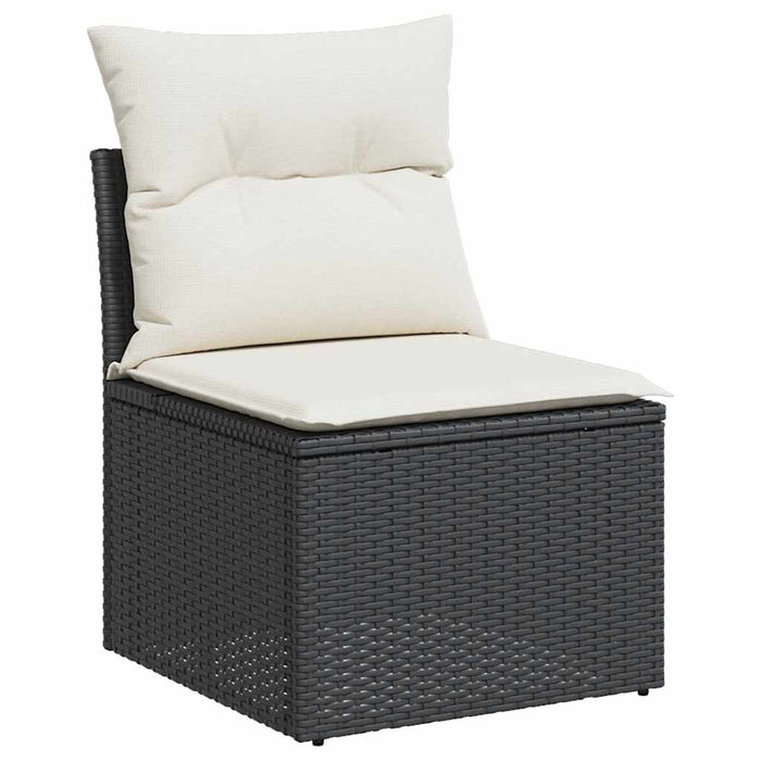 Set mobilier de grădină cu perne, 5 piese, negru, poliratan WALTI