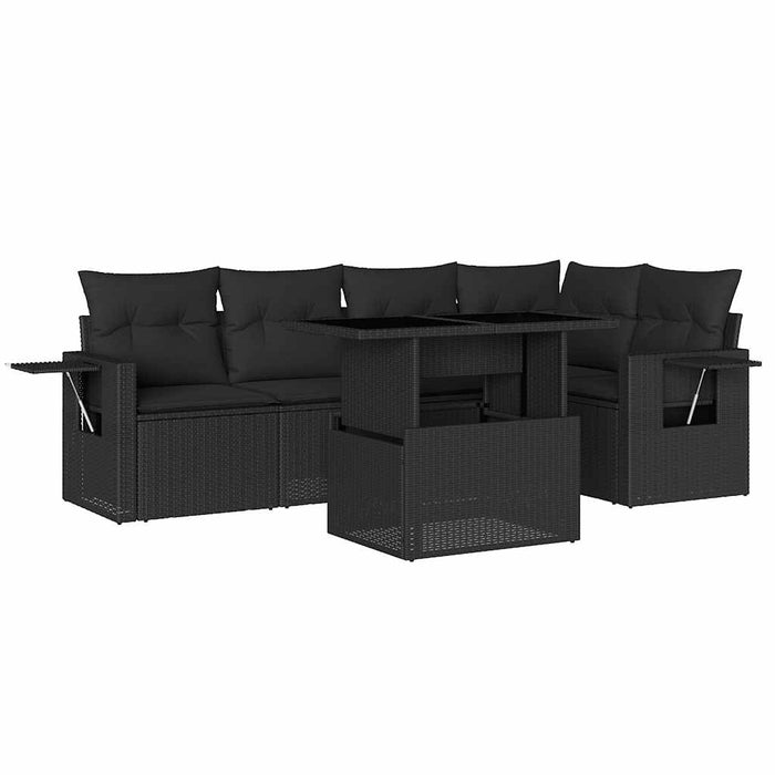 Set mobilier de grădină cu perne, 6 piese, negru, poliratan - WALTI WALTI