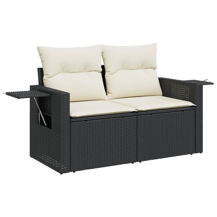 Set mobilier de grădină cu perne, 6 piese, negru, poliratan - WALTI WALTI