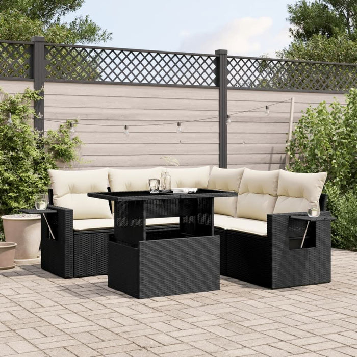 Set mobilier de grădină cu perne, 6 piese, negru, poliratan - WALTI WALTI