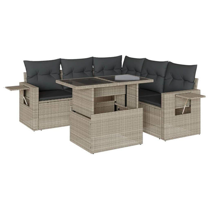 Set canapele de grădină cu perne, 6 piese gri deschis poliratan - WALTI WALTI
