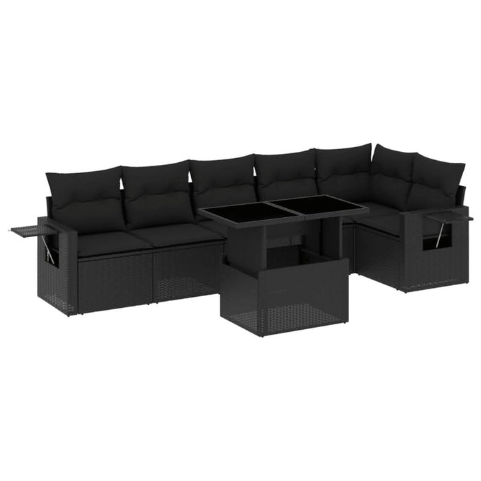 Set canapele de grădină cu perne, 7 piese, negru, poliratan - WALTI WALTI
