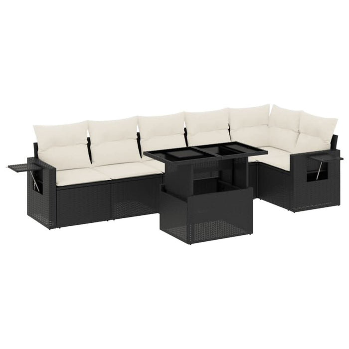 Set canapele de grădină cu perne, 7 piese, negru, poliratan - WALTI WALTI