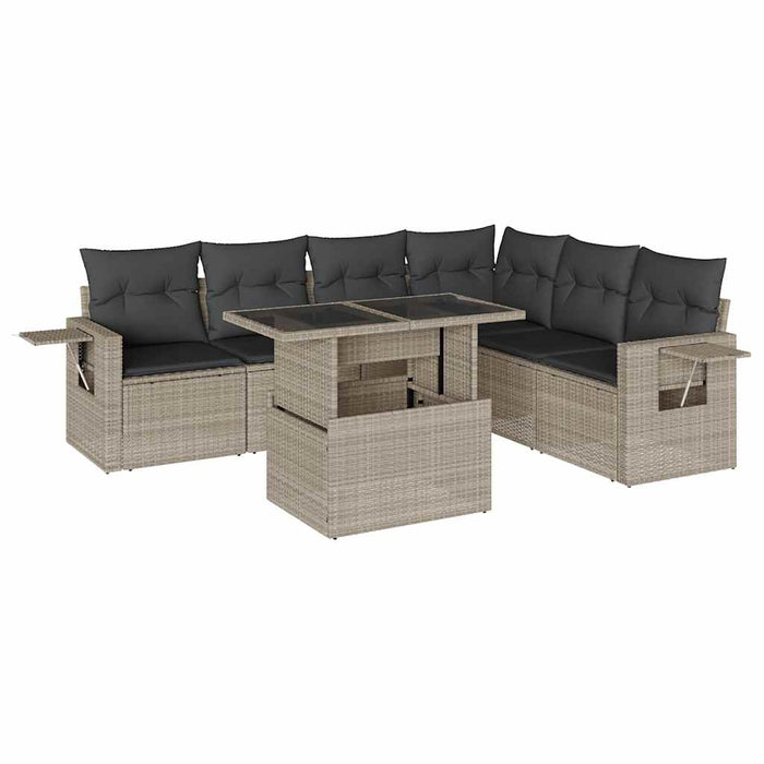 Set canapele de grădină cu perne, 7piese gri deschis poliratan - WALTI WALTI