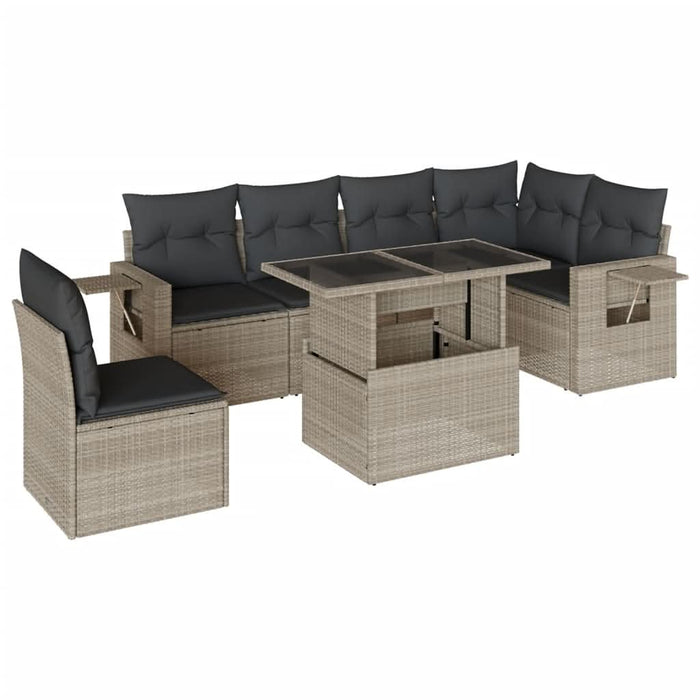 Set canapele de grădină cu perne, 7piese gri deschis poliratan - WALTI WALTI