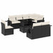 Set mobilier de grădină cu perne, 9 piese, negru, poliratan - WALTI WALTI