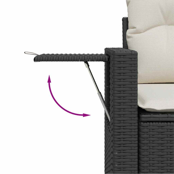 Set canapele de grădină cu perne, 7 piese, negru, poliratan WALTI