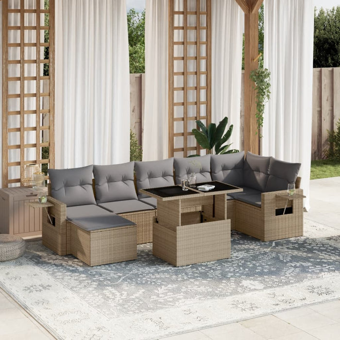 Set canapele de grădină, 8 piese, cu perne, bej, poliratan - WALTI WALTI