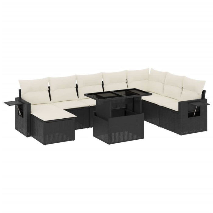 Set mobilier de grădină cu perne, 8 piese, negru, poliratan - WALTI WALTI