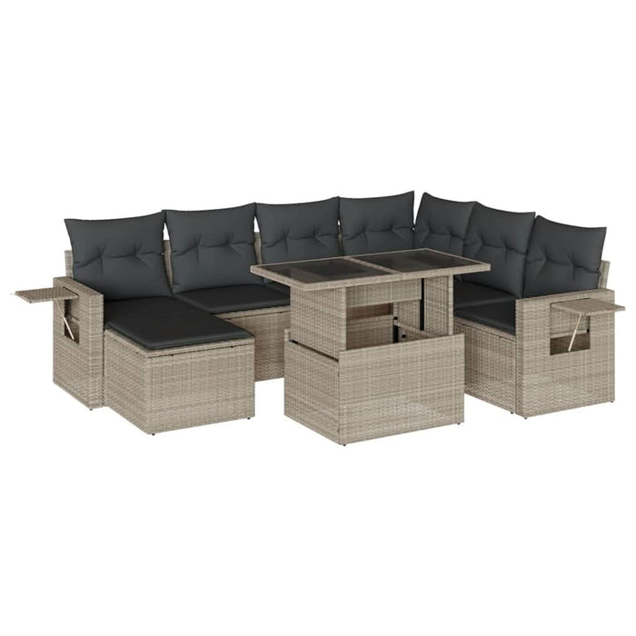 Set mobilier de grădină cu perne, 8 piese gri deschis poliratan - WALTI WALTI