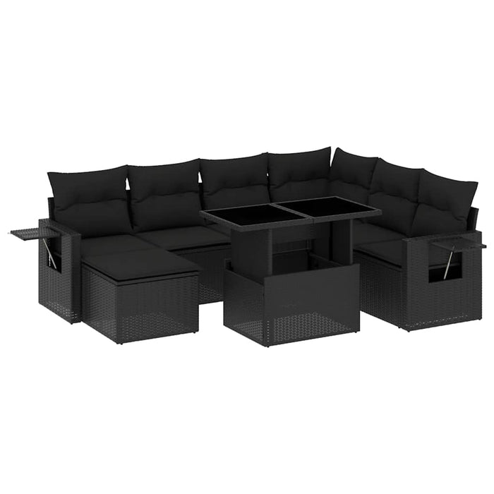 Set mobilier de grădină cu perne, 9 piese, negru, poliratan - WALTI WALTI