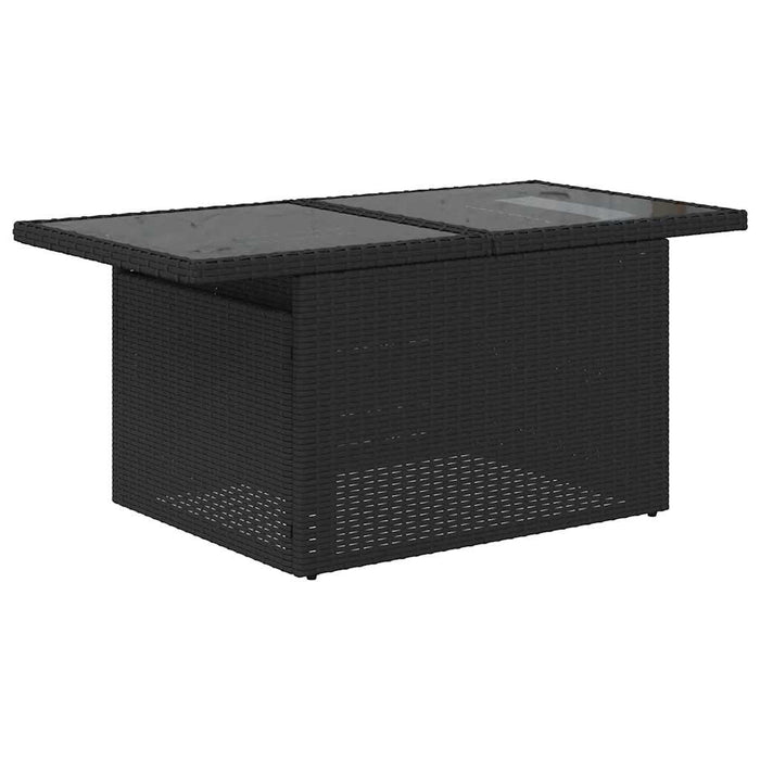 Set mobilier de grădină cu perne, 9 piese, negru, poliratan WALTI