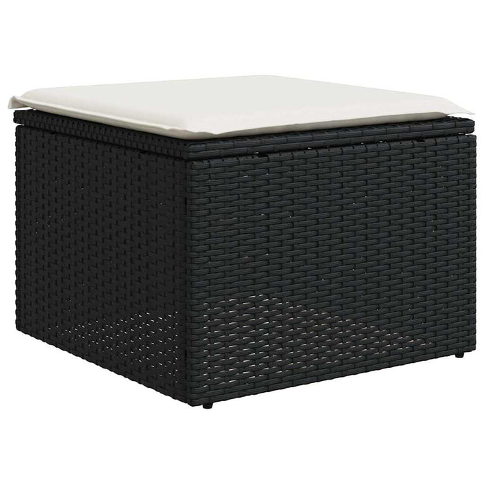 Set mobilier de grădină cu perne, 9 piese, negru, poliratan WALTI