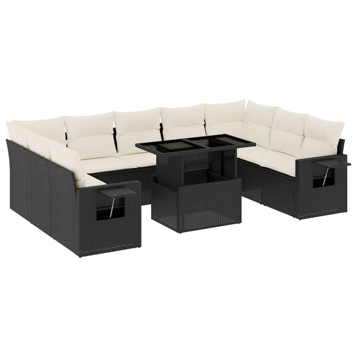 Set canapele de grădină cu perne, 10 piese, negru, poliratan - WALTI WALTI