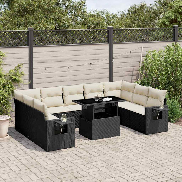 Set canapele de grădină cu perne, 10 piese, negru, poliratan - WALTI WALTI