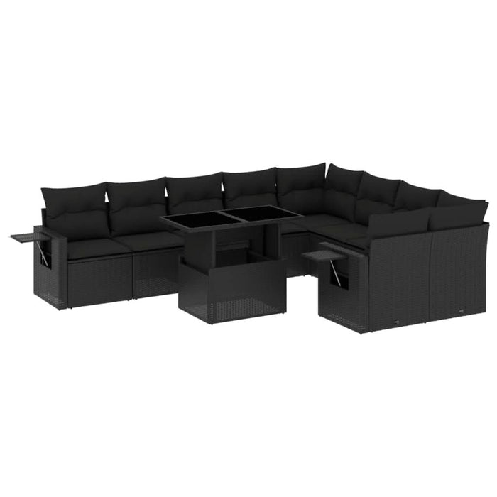 Set canapele de grădină cu perne, 10 piese, negru, poliratan - WALTI WALTI
