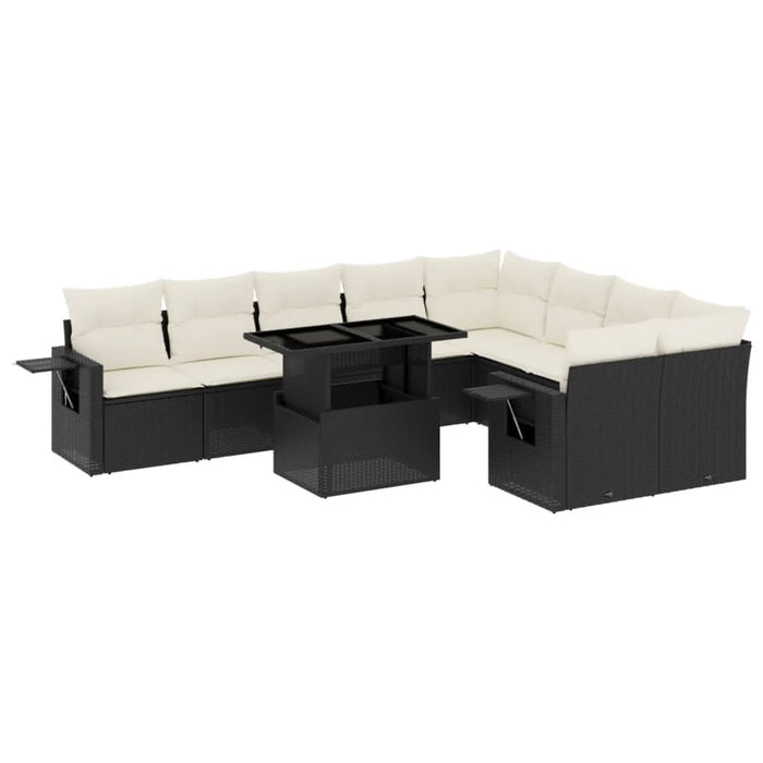 Set canapele de grădină cu perne, 10 piese, negru, poliratan - WALTI WALTI