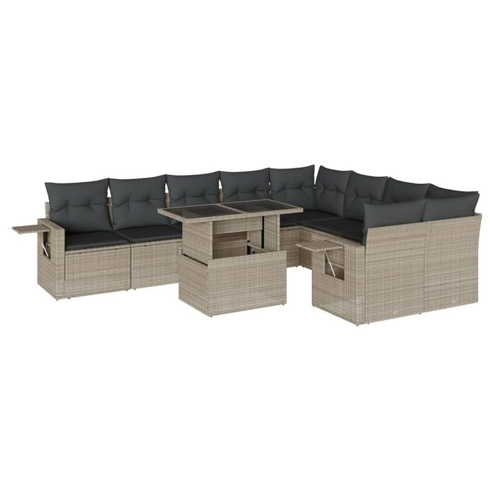 Set canapele de grădină cu perne 10 piese gri deschis poliratan - WALTI WALTI