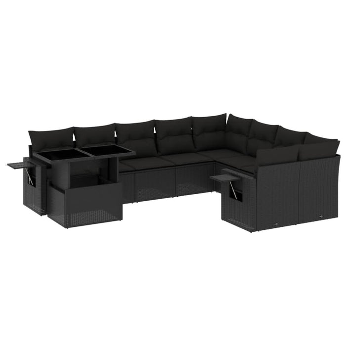 Set canapele de grădină cu perne, 10 piese, negru, poliratan - WALTI WALTI