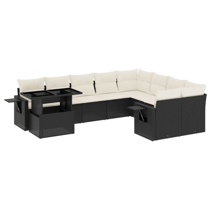 Set canapele de grădină cu perne, 10 piese, negru, poliratan - WALTI WALTI