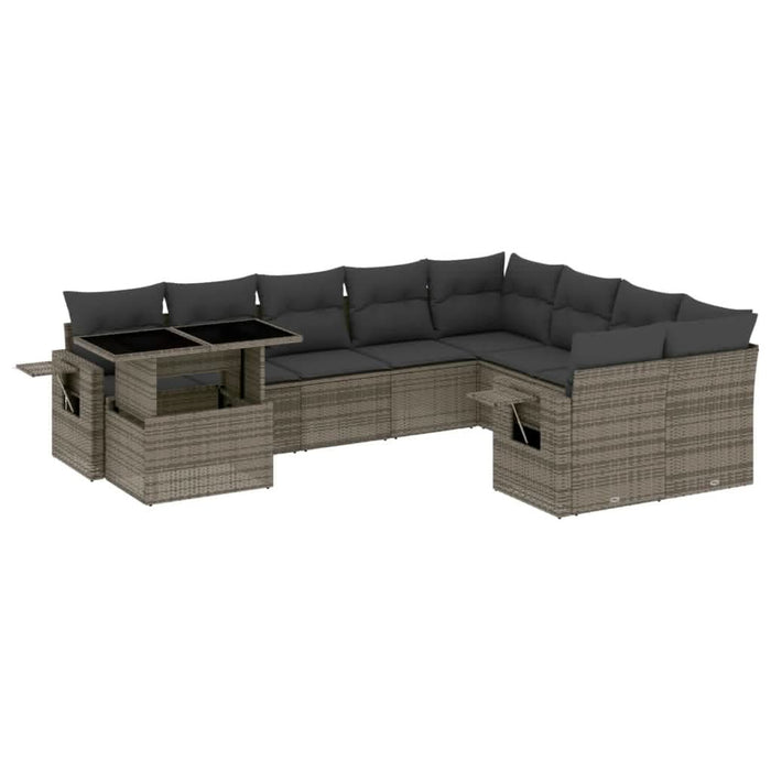 Set mobilier de grădină cu perne, 10 piese, gri, poliratan - WALTI WALTI