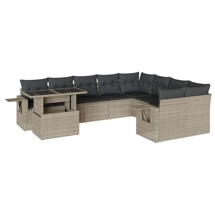 Set canapele de grădină cu perne 10 piese gri deschis poliratan - WALTI WALTI