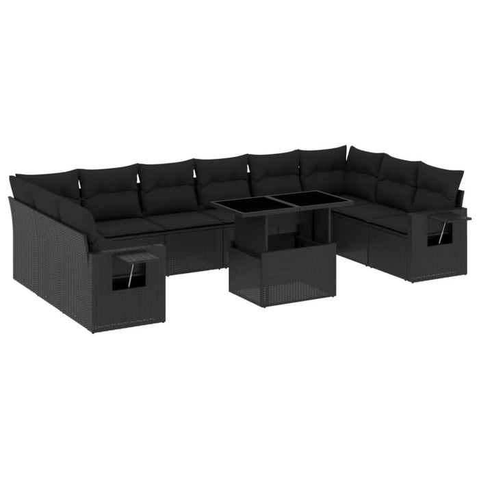 Set canapele de grădină cu perne, 11 piese, negru, poliratan - WALTI WALTI