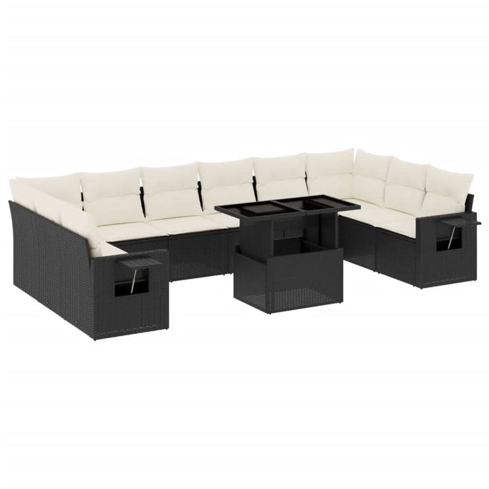 Set canapele de grădină cu perne, 11 piese, negru, poliratan - WALTI WALTI