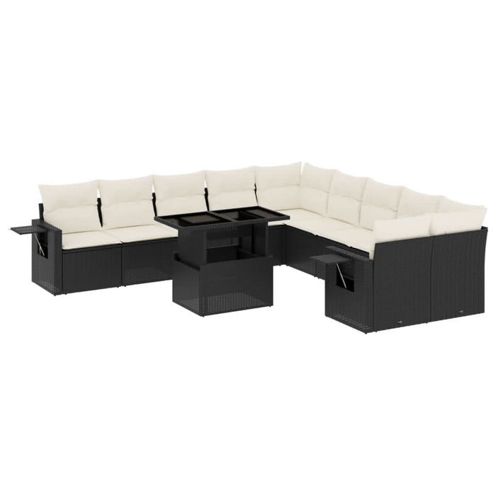 Set canapele de grădină cu perne, 11 piese, negru, poliratan - WALTI WALTI