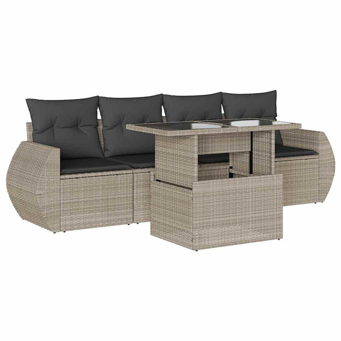 Set canapele de grădină cu perne, 5 piese gri deschis poliratan - WALTI WALTI