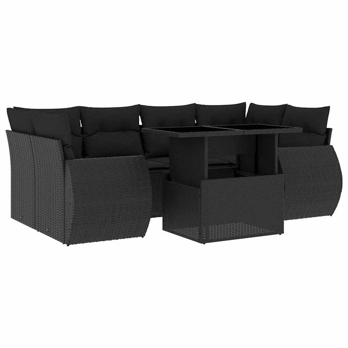 Set canapele de grădină cu perne, 7 piese, negru, poliratan - WALTI WALTI