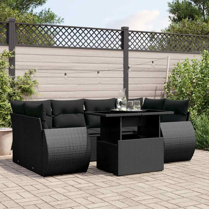 Set canapele de grădină cu perne, 7 piese, negru, poliratan - WALTI WALTI
