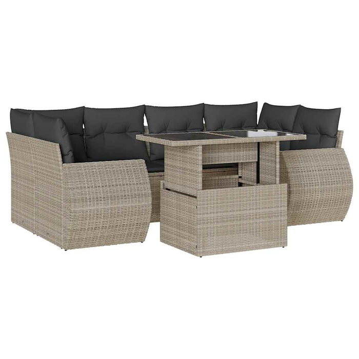 Set canapele de grădină cu perne, 7piese gri deschis poliratan - WALTI WALTI