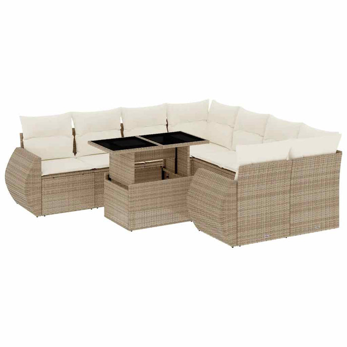 Set canapele de grădină, 9 piese, cu perne, bej, poliratan - WALTI WALTI