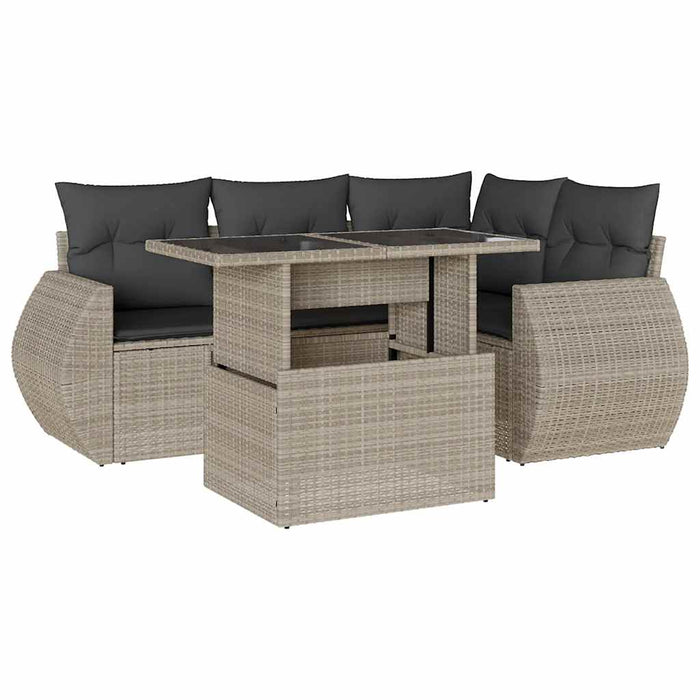 Set canapele de grădină cu perne, 5 piese gri deschis poliratan - WALTI WALTI