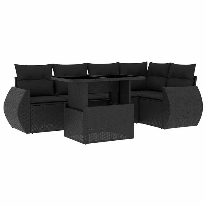 Set mobilier de grădină cu perne, 6 piese, negru, poliratan - WALTI WALTI