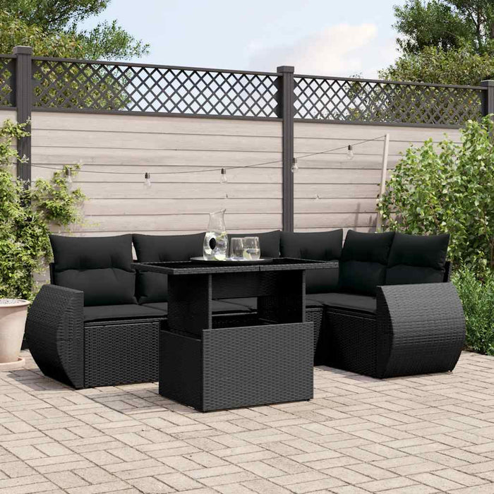 Set mobilier de grădină cu perne, 6 piese, negru, poliratan - WALTI WALTI