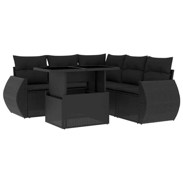 Set mobilier de grădină cu perne, 6 piese, negru, poliratan - WALTI WALTI