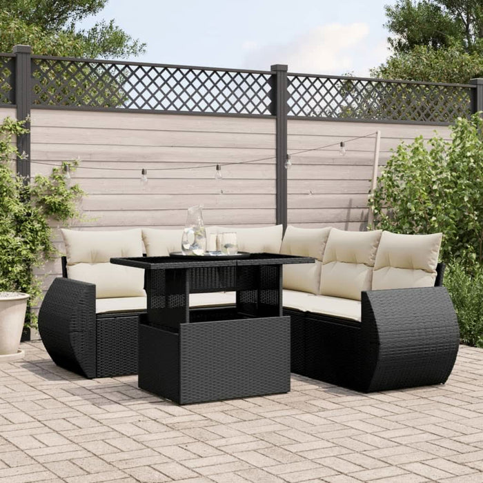 Set mobilier de grădină cu perne, 6 piese, negru, poliratan - WALTI WALTI