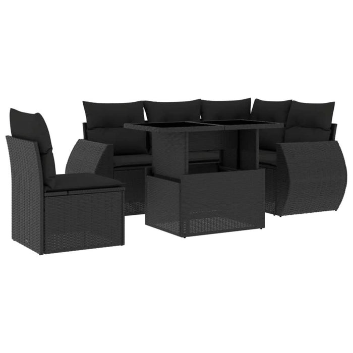 Set mobilier de grădină cu perne, 6 piese, negru, poliratan - WALTI WALTI
